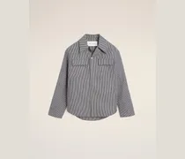 Gestreifte Overshirt aus blauer Baumwolle mit Camp-Kragen Mehrfarbig - Größe für Herren