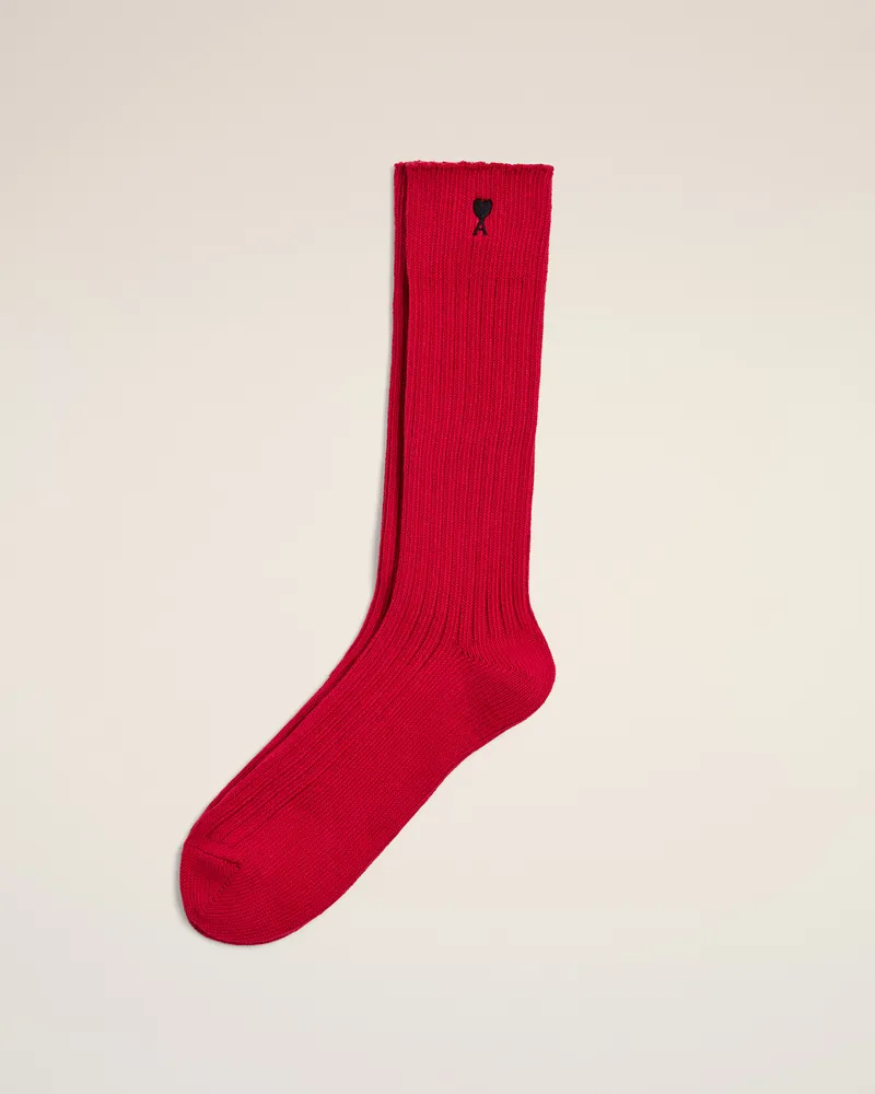AMI Paris Ami de Coeur Socken aus roter Baumwolle Rot Unisex Rubinrot