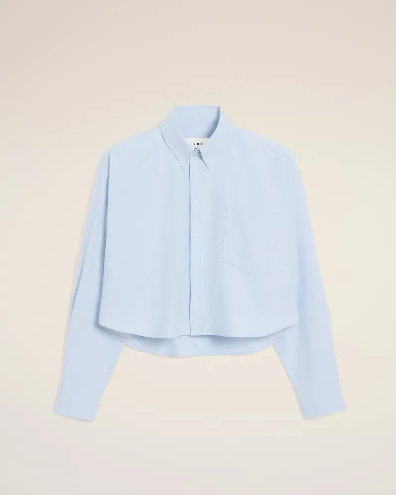 AMI Paris Gekürztes Ami De Coeur Oversize-Hemd aus blauer Baumwolle Blau für Damen Himmelblau