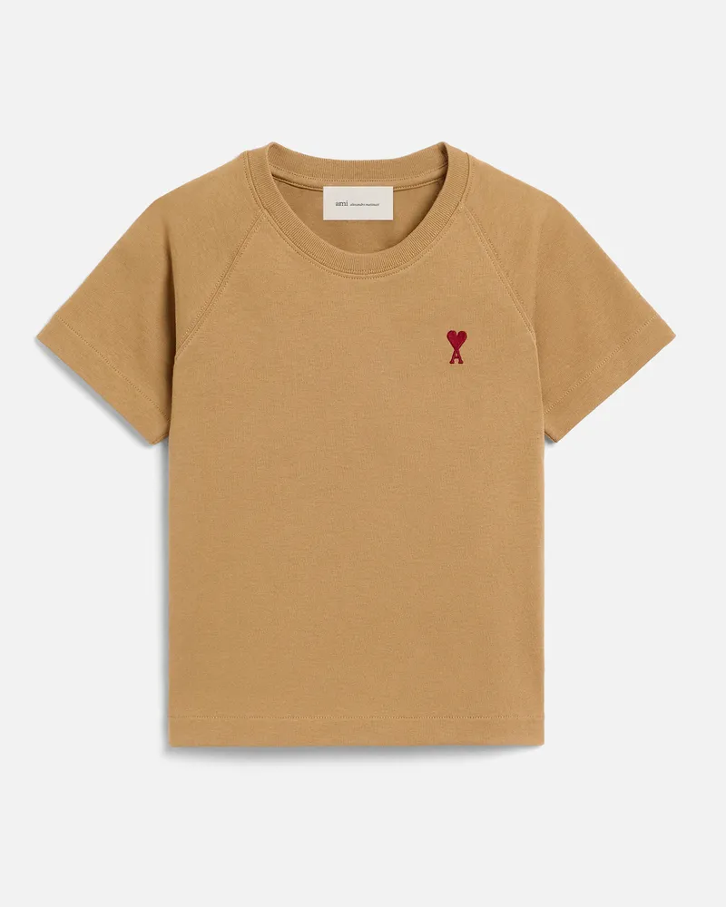 AMI Paris Ami De Coeur T-Shirt aus brauner Baumwolle Braun - 8 Jahre - Kinder Camel