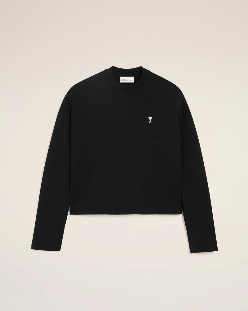 AMI Paris Schwarzes Sweatshirt aus Baumwolle mit Herzausschnitt Schwarz für Damen Schwarz