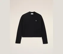 Schwarzes Sweatshirt aus Baumwolle mit Herzausschnitt Schwarz für Damen