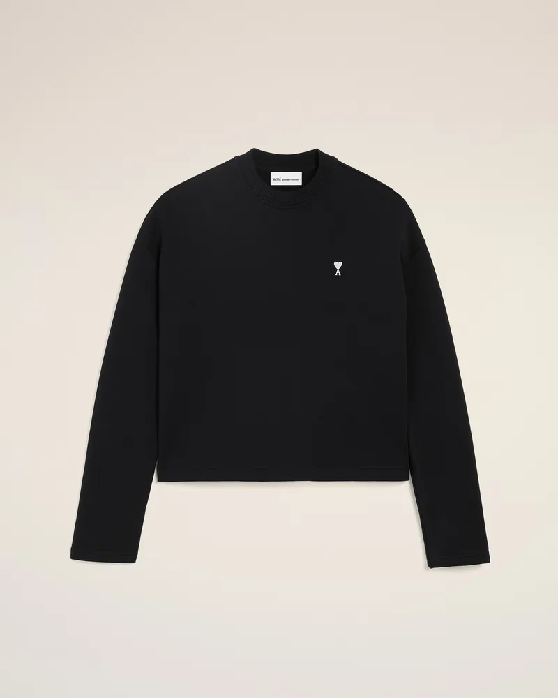 AMI Paris Schwarzes Sweatshirt aus Baumwolle mit Herzausschnitt Schwarz für Damen Schwarz
