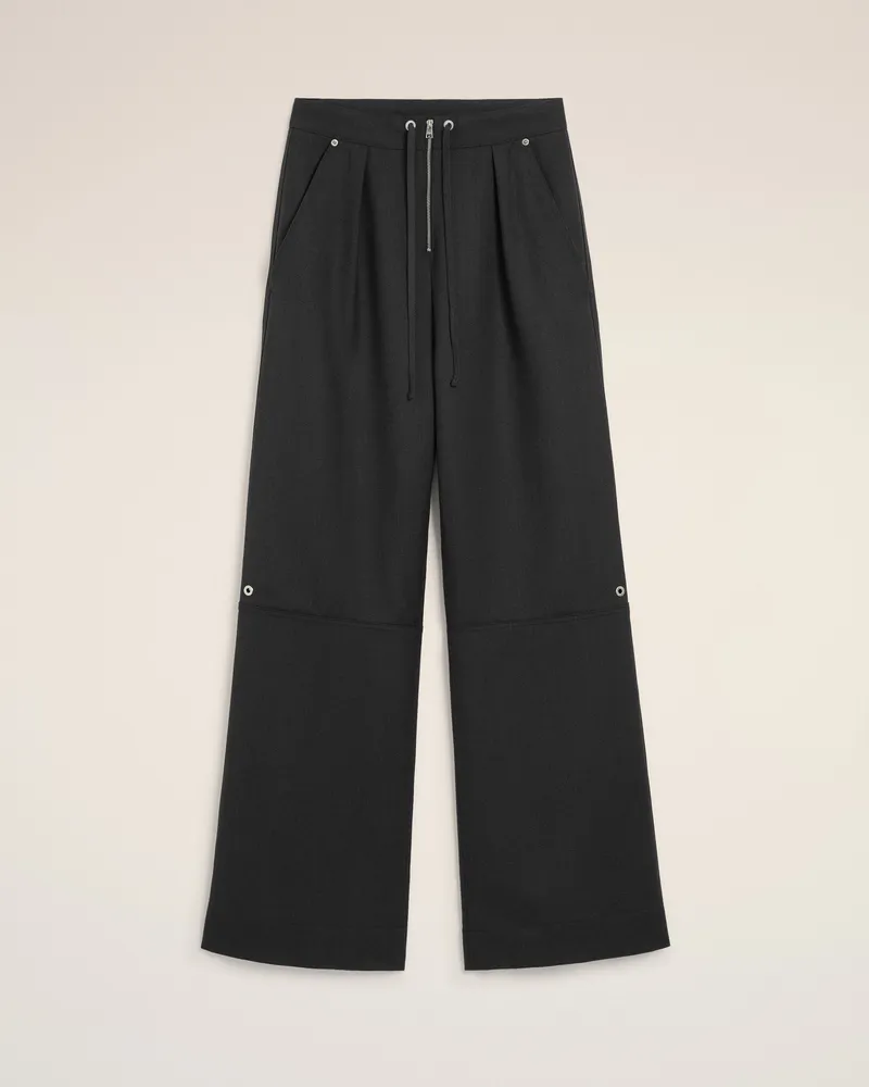 AMI Paris Hose mit Reißverschluss aus schwarzer Wolle Grau für Damen Anthrazit