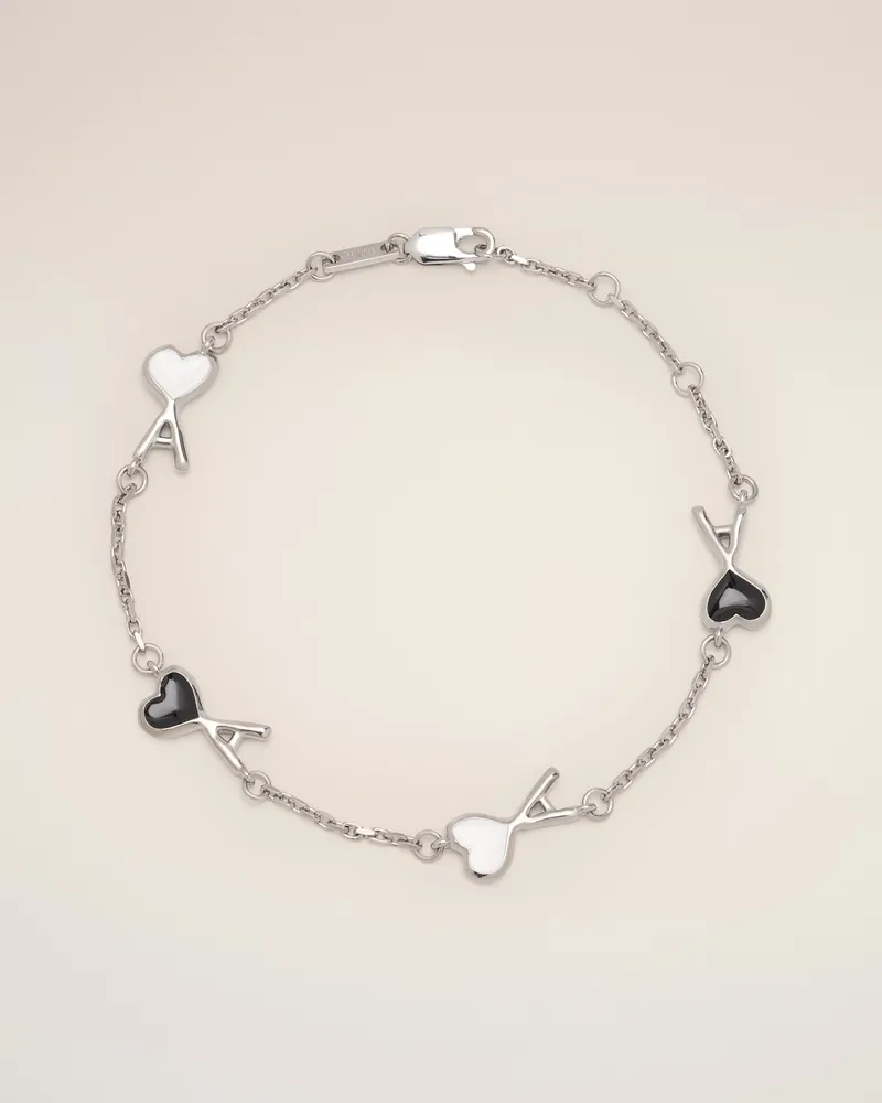 AMI Paris Ami de Coeur Armreif aus silberfarbenem Messing mit Hammerschlag Mehrfarbig Unisex Silber