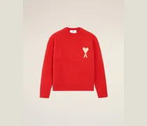 Ami De Coeur Pullover mit Rundhalsausschnitt aus roter Alpakawolle Rot Unisex
