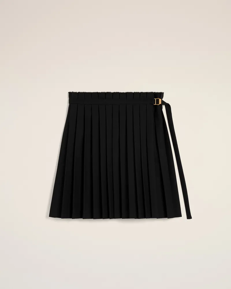 AMI Paris Kurzer Faltenrock aus schwarzem Woll-Twill Schwarz für Damen Schwarz