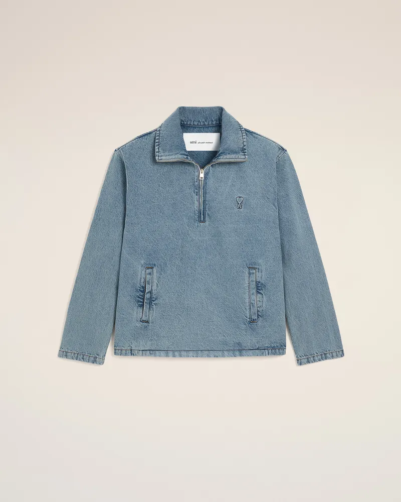 AMI Paris Ami de Coeur Vareuse aus blauem Baumwollstoff Blau Unisex Blau