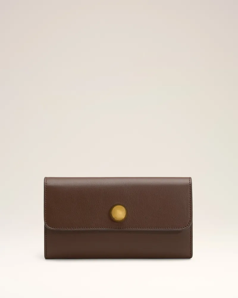 AMI Paris Carrousel Kellnergeldbörse aus braunem Glattleder Braun Unisex Schokolade