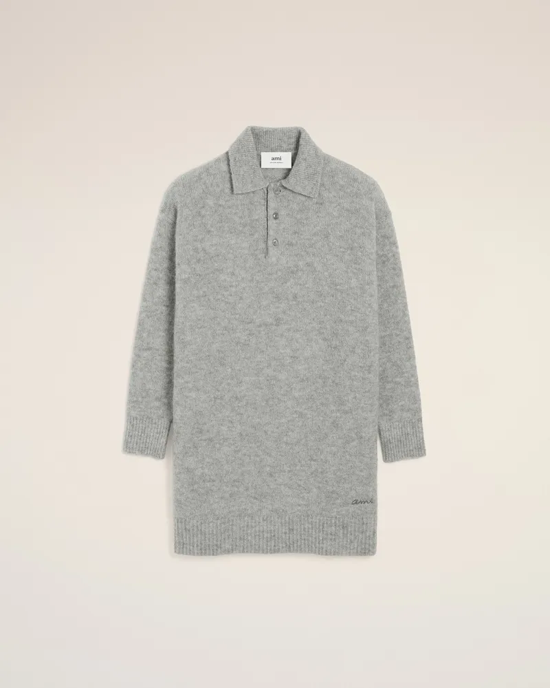 AMI Paris Ami Polokleid aus grauer Alpakawolle Grau für Damen Grau