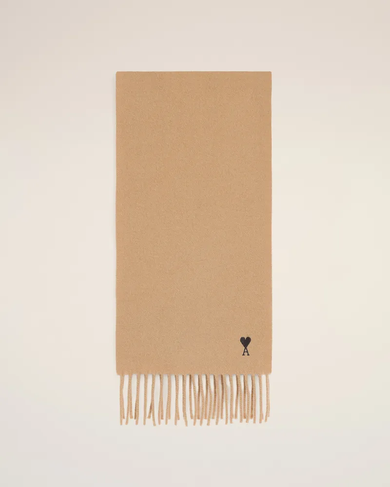 AMI Paris Ami de Coeur Schal aus beiger Wolle Beige - Größe Unisex Beige