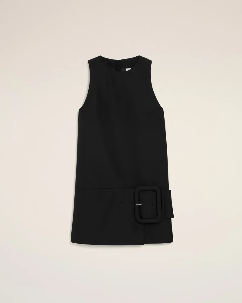 AMI Paris Schwarzes Minikleid aus Schurwolle mit Gürtel Schwarz für Damen Schwarz