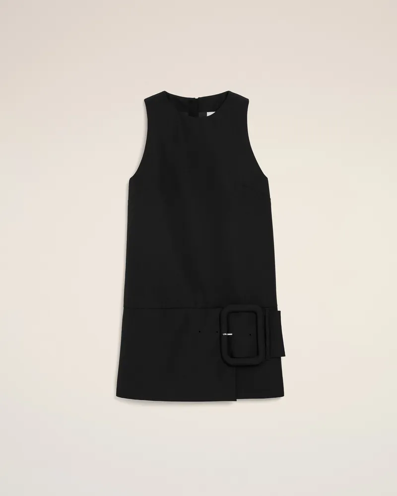 AMI Paris Schwarzes Minikleid aus Schurwolle mit Gürtel Schwarz für Damen Schwarz