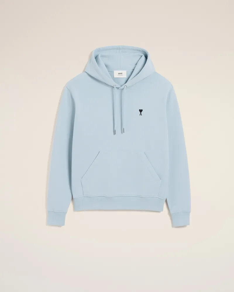 AMI Paris Ami De Coeur Kapuzenpullover aus blauer Baumwolle mit Kontrast Blau für Herren Sky