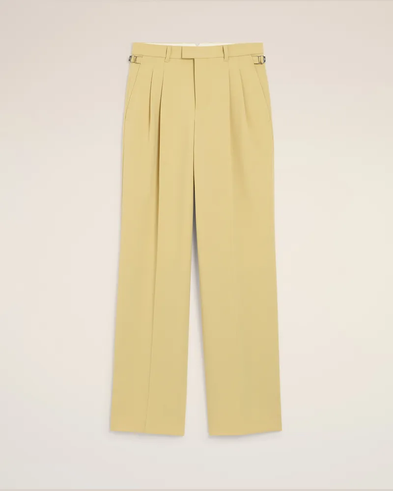 AMI Paris Weite Hose aus grüner Wolle mit Laschen  Gelb für Damen Lime