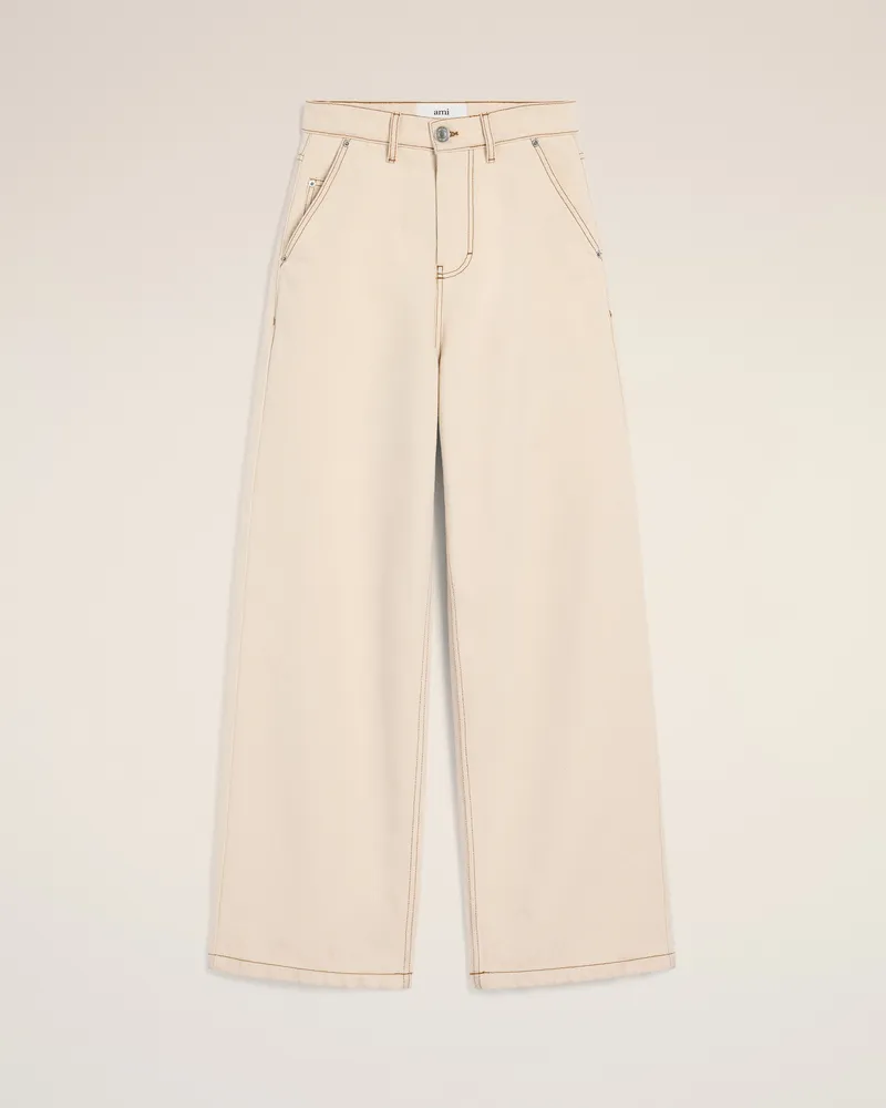 AMI Paris Wide-Fit-Jeans aus beigefarbener Baumwolle Weiß für Damen Weiss