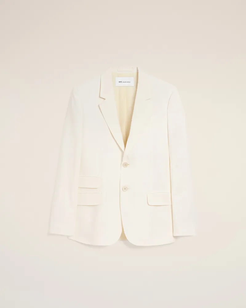 AMI Paris Weiße einreihige Jacke aus Leinenmischung mit geradem Schnitt Weiß für Herren Weiss