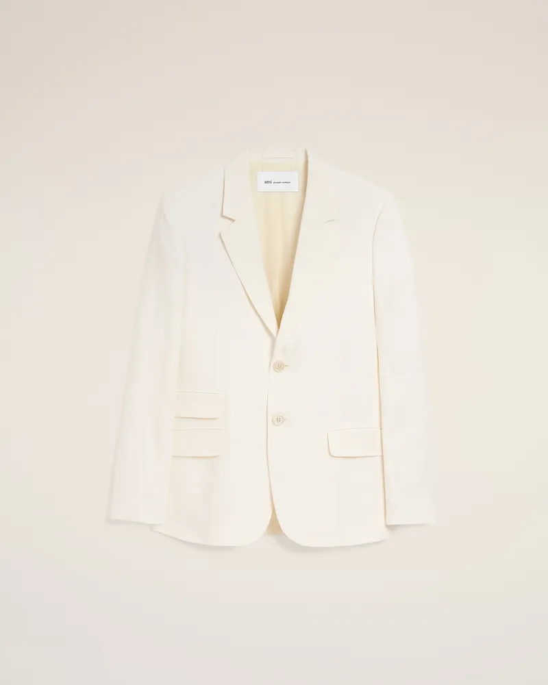 AMI Paris Weiße einreihige Jacke aus Leinenmischung mit geradem Schnitt Weiß für Herren Weiss