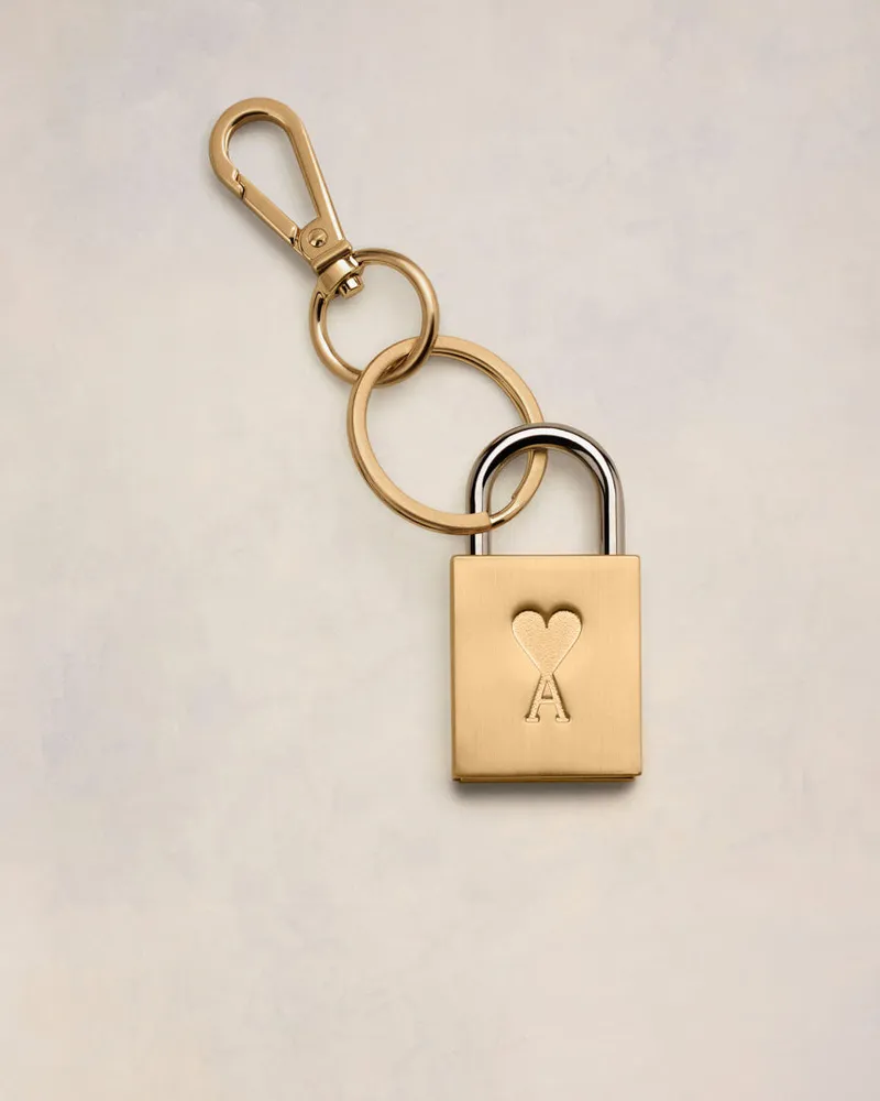 AMI Paris Ami De Coeur Schlüsselanhänger mit Vorhängeschloss aus goldfarbenem Metall Gold Unisex Messing