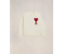 Pullover mit rotem Ami de Coeur Logo Weiß