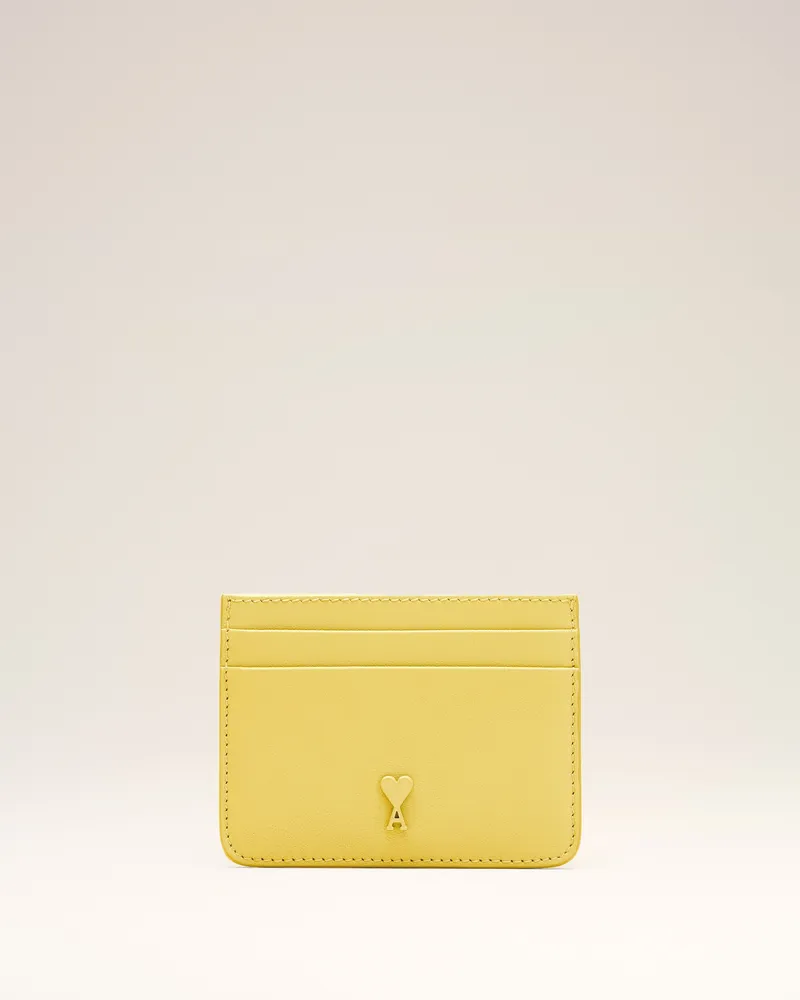 AMI Paris Kartenetui Ami De Coeur aus gelbem Rindsleder Gelb Unisex Pastellgelb