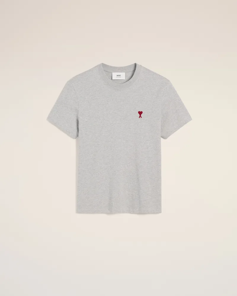 AMI Paris Graues Ami de Coeur T-Shirt aus Baumwolle Grau Unisex Heather