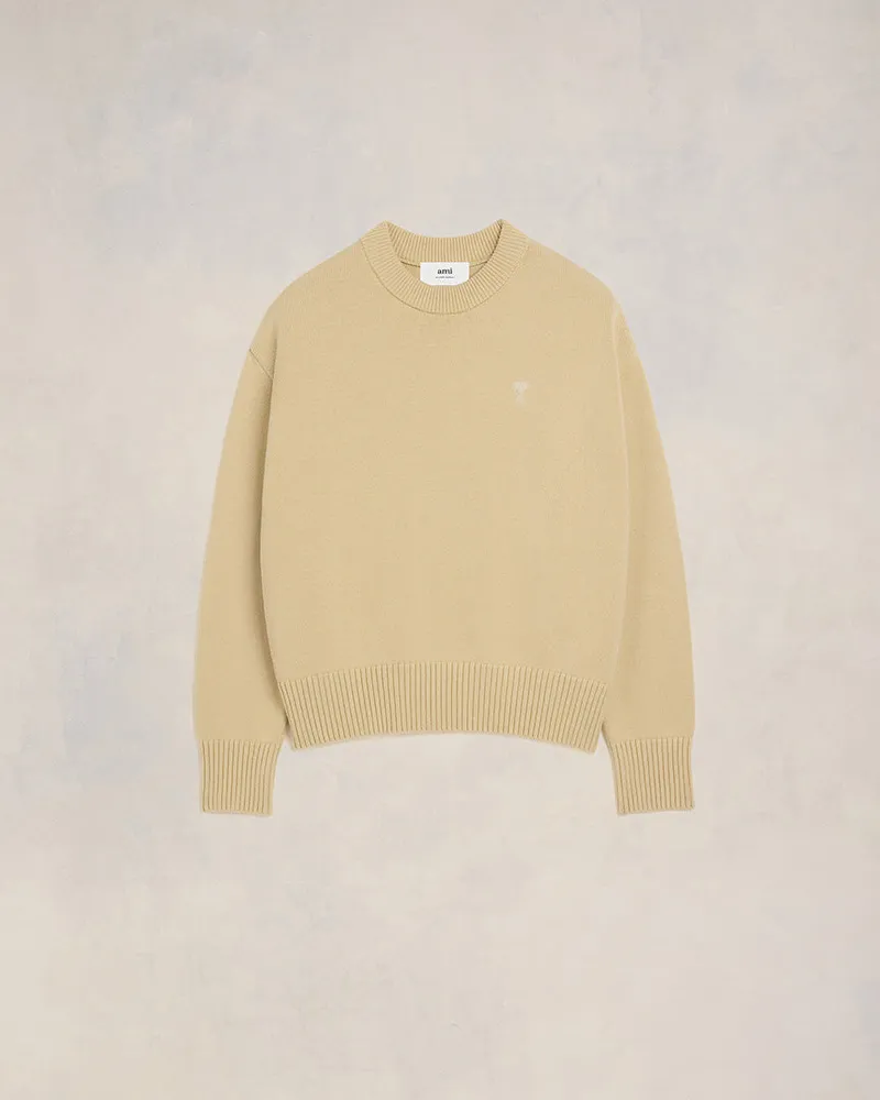 AMI Paris Ami de Coeur Rundhalspullover Beige - Größe Unisex Cream