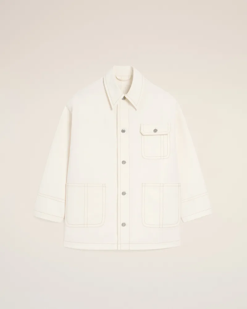 AMI Paris Weiße Baumwoll-Worker-Jacke Weiß Unisex Weiss