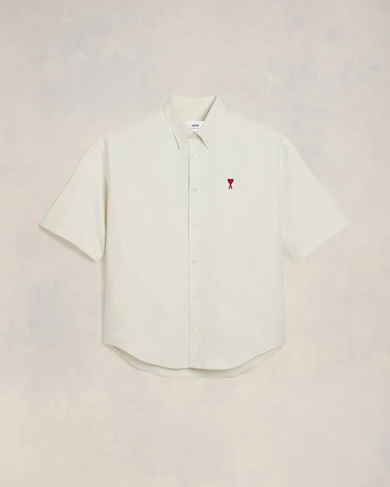 AMI Paris Kurzärmliges Hemd mit Boxy-Fit Grau für Herren Kalk