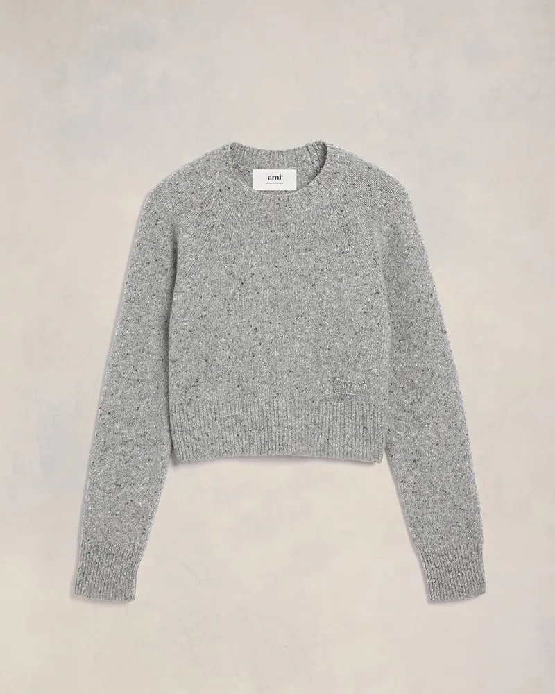 AMI Paris Pullover aus Donegalwolle. Grau Hellheather