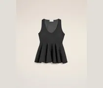 Ärmelloses Peplum-Top aus grauer Wolle Grau - Größe für Damen