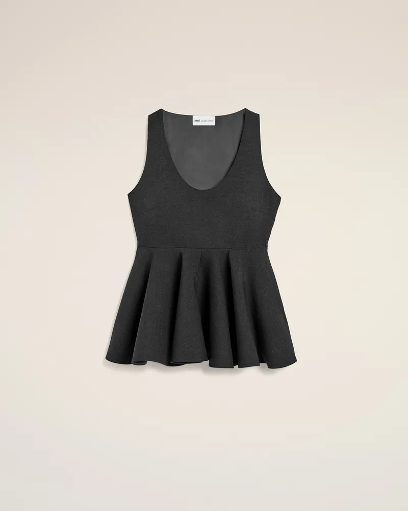 AMI Paris Ärmelloses Peplum-Top aus grauer Wolle Grau - Größe für Damen Kohlenstoffgrau