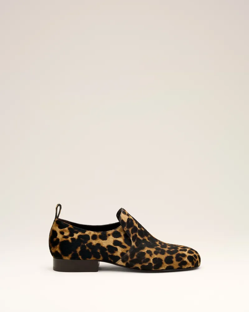 AMI Paris Flache Schuhe aus Kuhleder mit Leopardenmuster Beige für Damen Sand