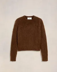 AMI Paris Pullover aus gebürsteter Alpakawolle und Mohair Braun Fawn