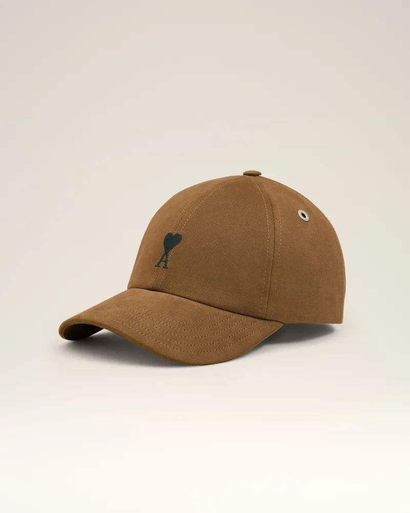 AMI Paris Ami de Coeur Mütze mit Stickerei aus Baumwolle in Braun Braun Unisex Hazelnut