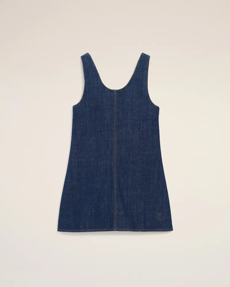 AMI Paris Blaues Baumwollkleid mit kurzen Trägern Blau für Damen Indigo