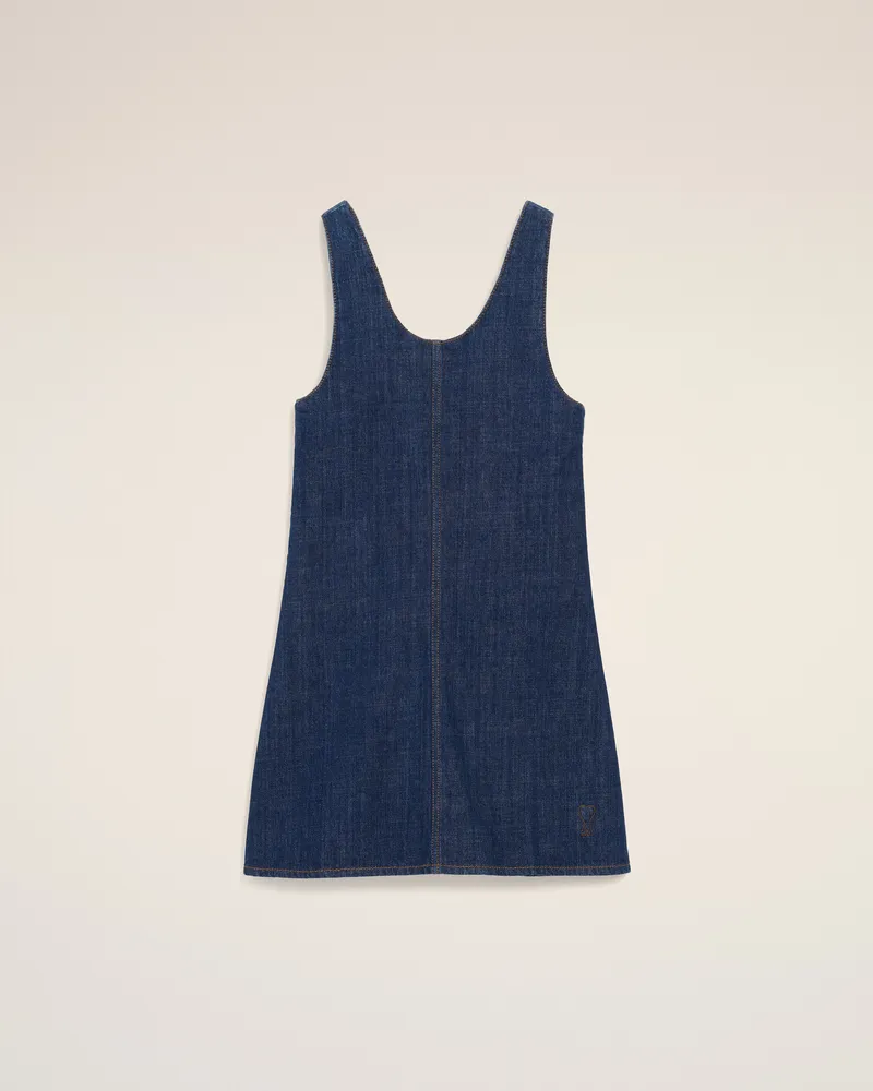 AMI Paris Blaues Baumwollkleid mit kurzen Trägern Blau für Damen Indigo