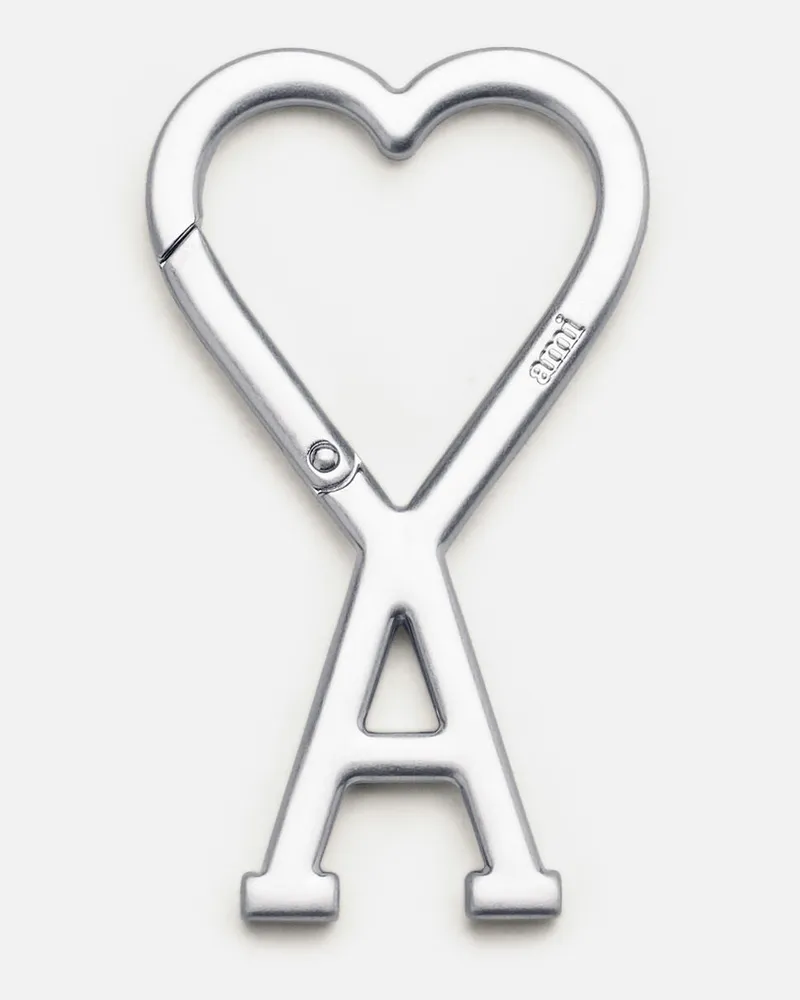 AMI Paris Ami de Coeur Schlüsselanhänger mit silbernem Karabinerhaken aus Metall Grau Unisex Gebürstetes