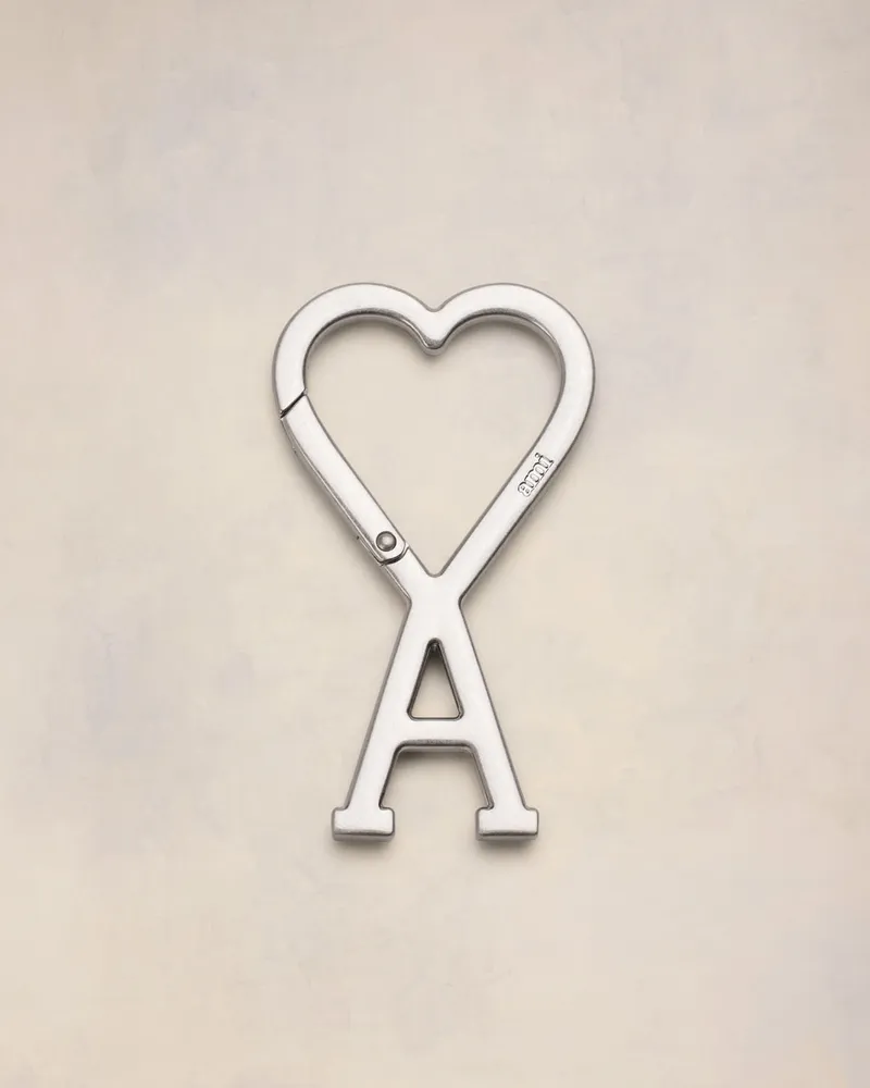 AMI Paris Ami De Coeur Schlüsselanhänger mit Haken aus silberfarbenem Metall Grau Unisex Gebürstetes