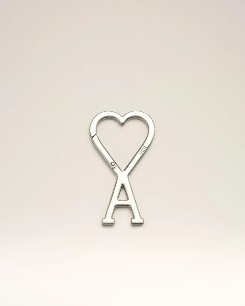 AMI Paris Ami de Coeur Schlüsselanhänger mit silbernem Karabinerhaken aus Metall Grau Unisex Gebürstetes