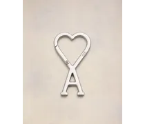 AMI Paris Ami de Coeur Schlüsselanhänger mit Haken Silber Gebürstetes