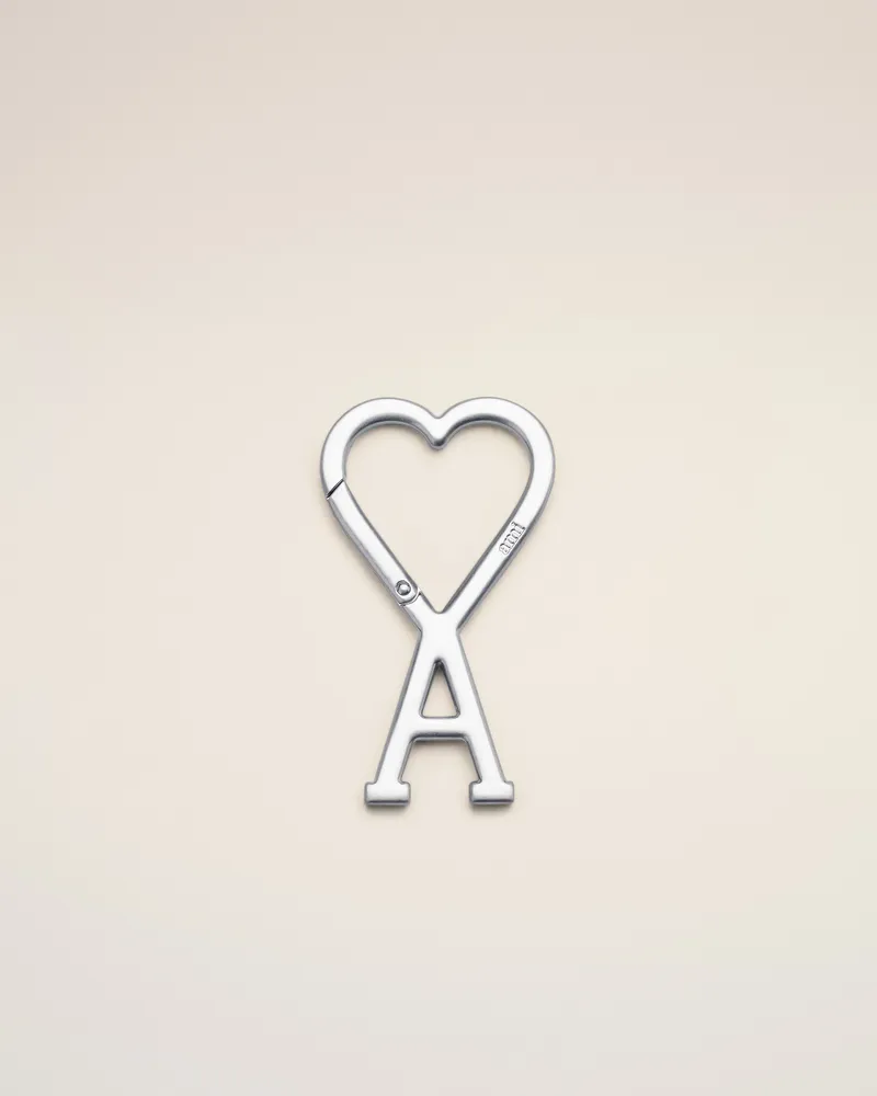 AMI Paris Ami De Coeur Schlüsselanhänger mit Haken aus silberfarbenem Metall Grau Unisex Gebürstetes