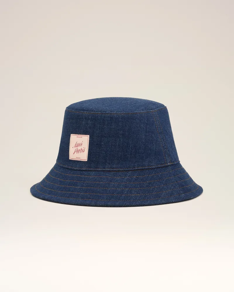 AMI Paris Blauer Denim-Baumwollhut mit Ami Paris Heritage-Aufnäher Blau Unisex Indigo