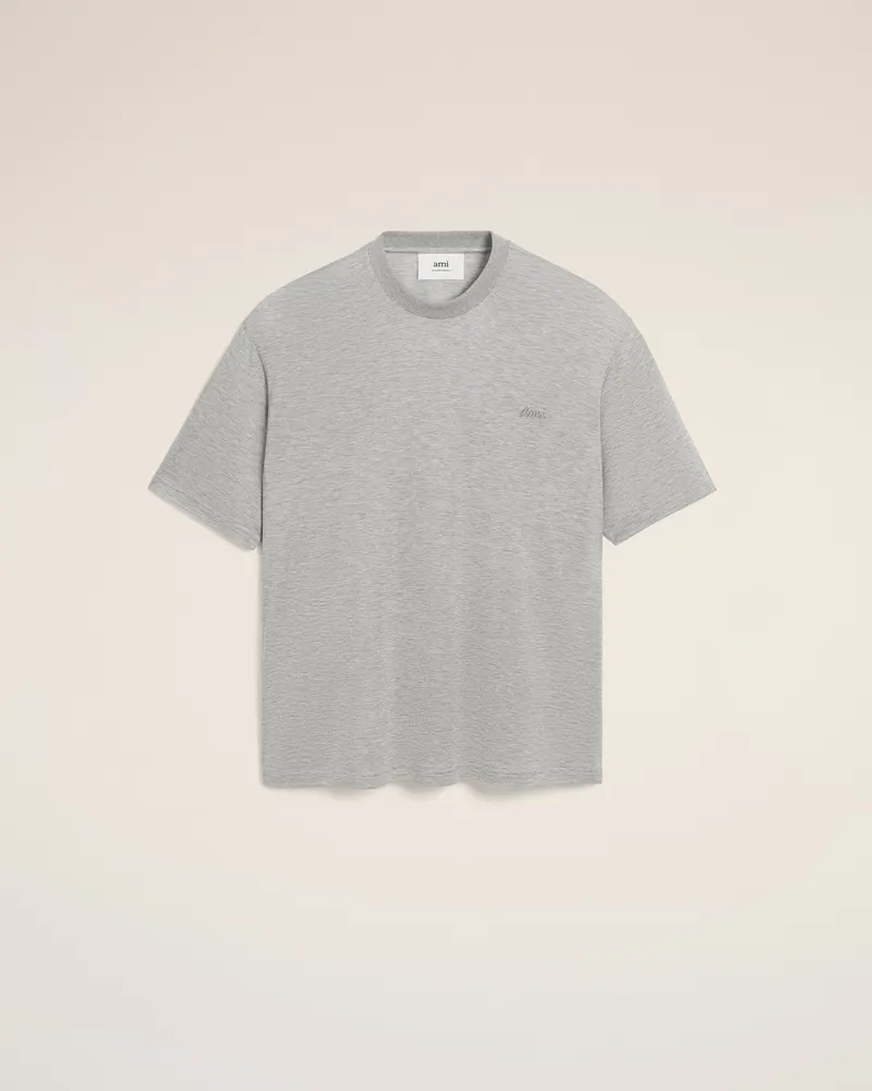 AMI Paris T-Shirt mit kurzen Ärmeln aus grauer Baumwolle Grau Unisex Heather