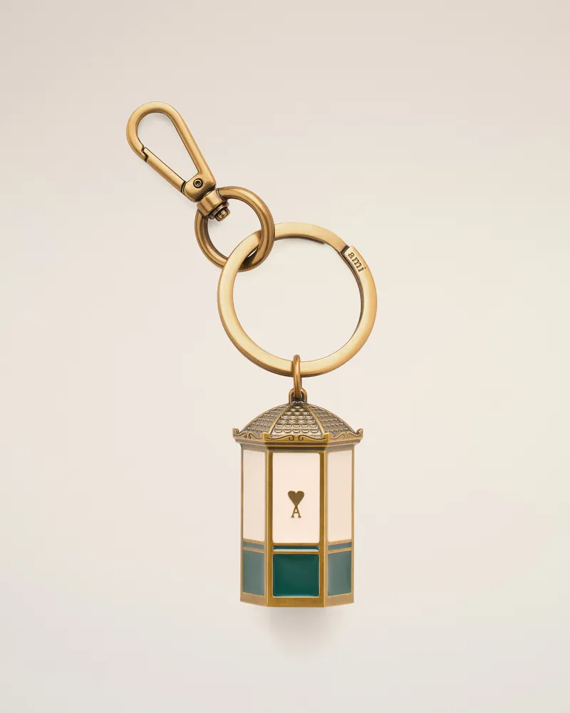 AMI Paris Ami De Coeur Kiosk-Schlüsselanhänger aus goldfarbenem Metall Mehrfarbig Unisex Ecru