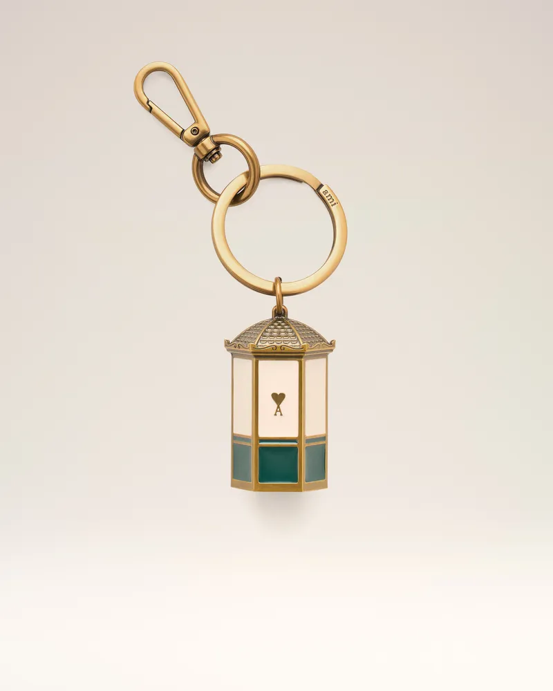 AMI Paris Ami De Coeur Kiosk-Schlüsselanhänger aus goldfarbenem Metall Mehrfarbig Unisex Ecru