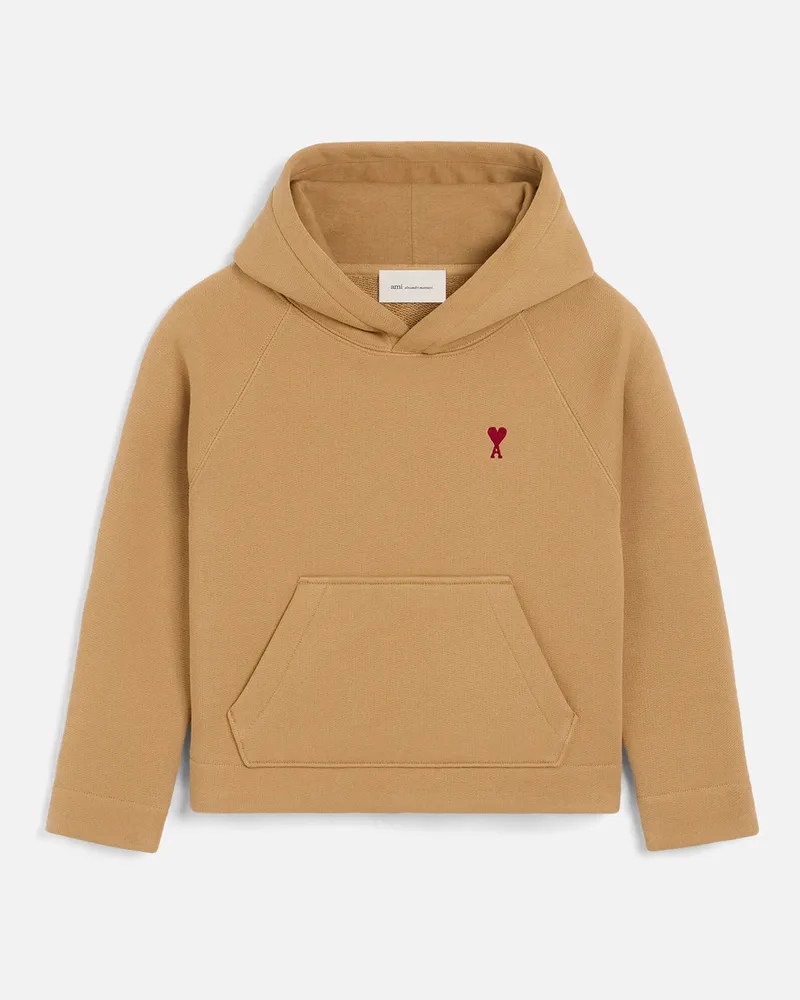 AMI Paris Ami de Coeur Hoodie aus brauner Baumwolle Braun Unisex Camel