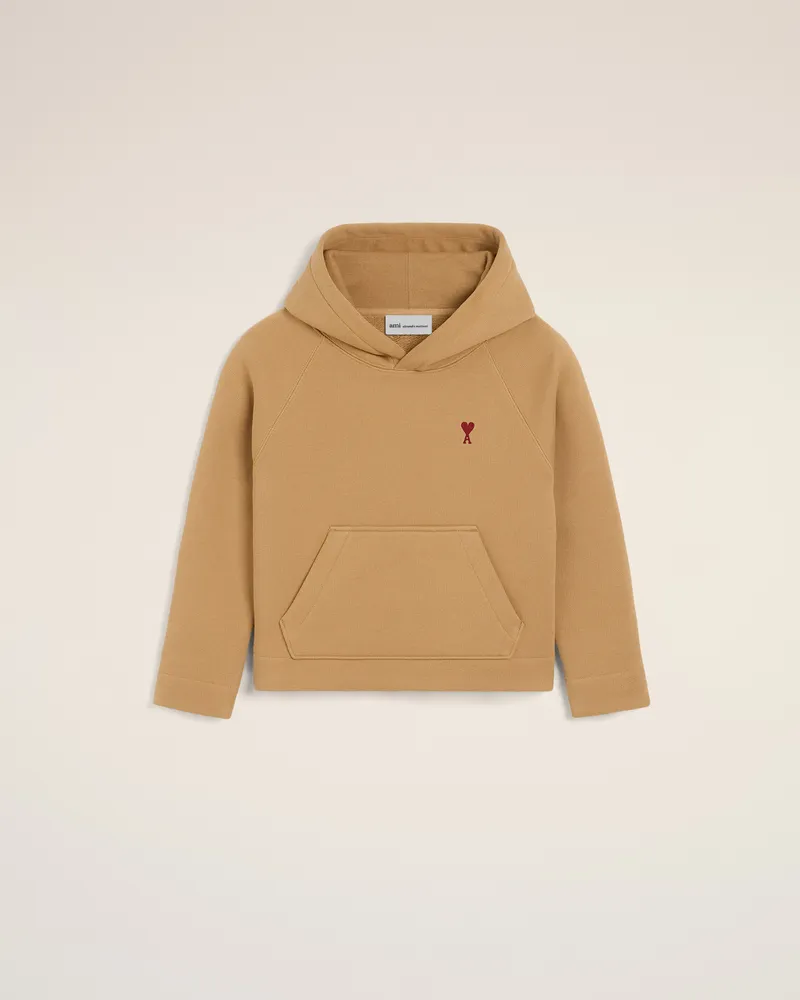 AMI Paris Ami de Coeur Hoodie aus brauner Baumwolle Braun Unisex Camel