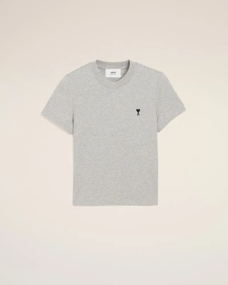 AMI Paris Gekürztes Ami De Coeur T-Shirt aus grauer Baumwolle Grau für Damen Heather