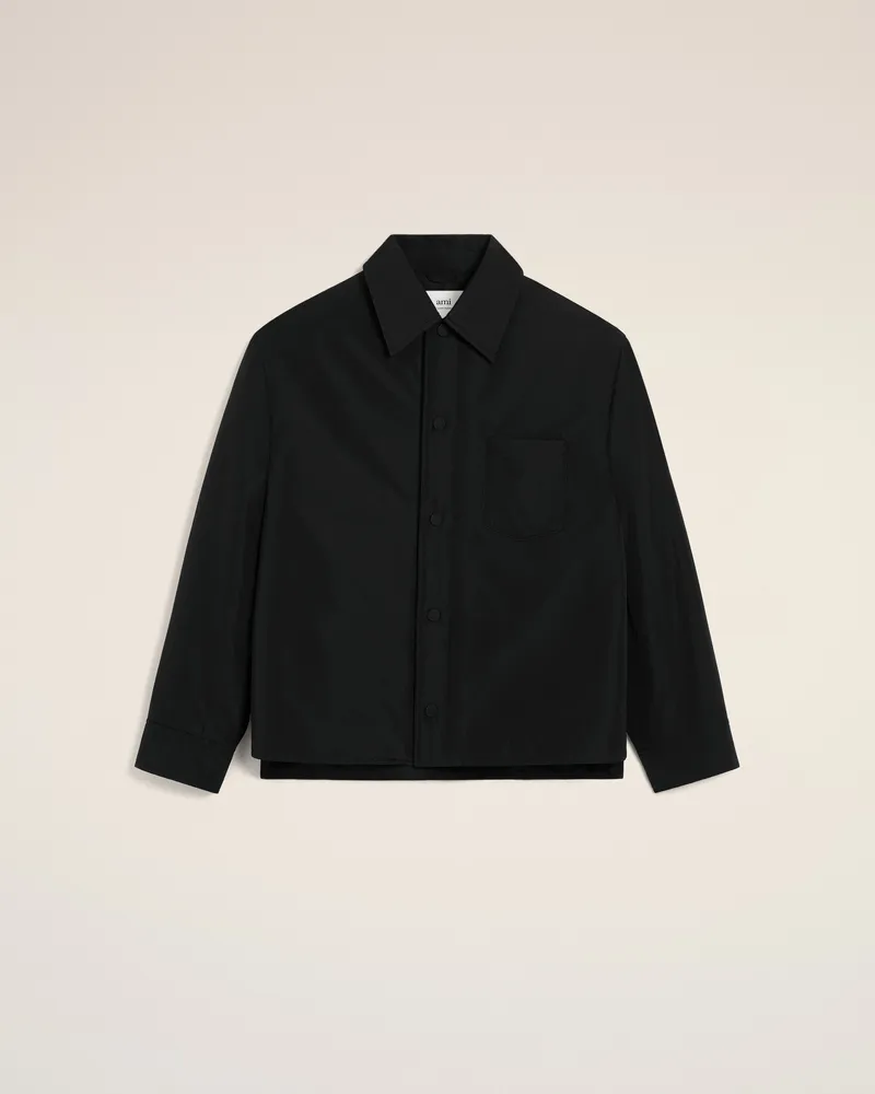 AMI Paris Gepolstertes Ami De Coeur Überhemd aus schwarzem Taft Schwarz für Herren Schwarz